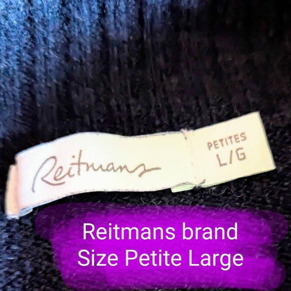 Size Lg Petite, Reitmans GUC navy blue with white & light blue bottom accents - Picture 2 of 11